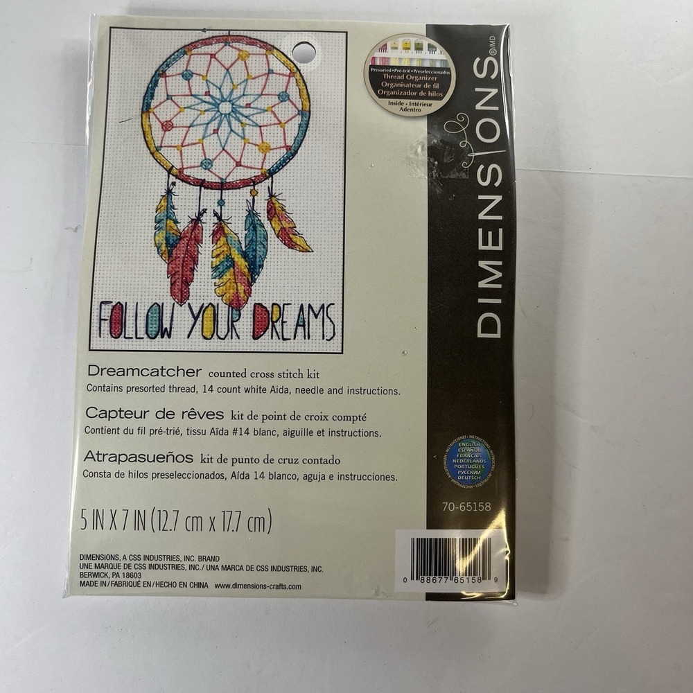 Dimensions Dreamcatcher Follow Your Dreams Counted Cross Stitch Kit 5x7 70-65158